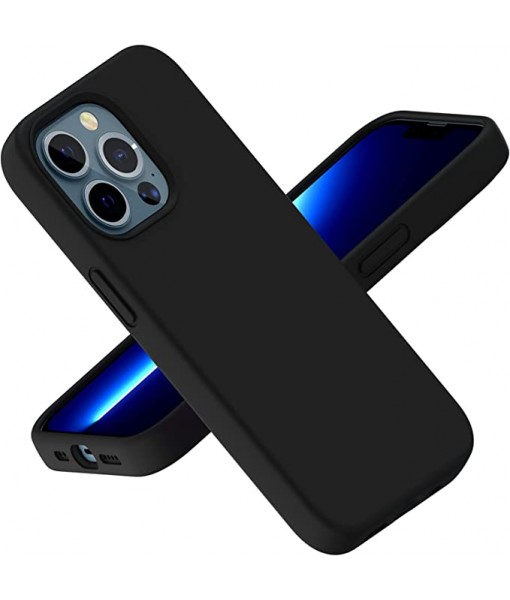 Husa iPhone 15 Pro Max, Silicon Catifelat cu Interior Microfibra, Negru